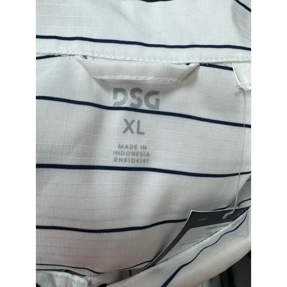 DSG Mens Coach's Jacket XL Pinstripe Pure White Water Repellent Snap Front New